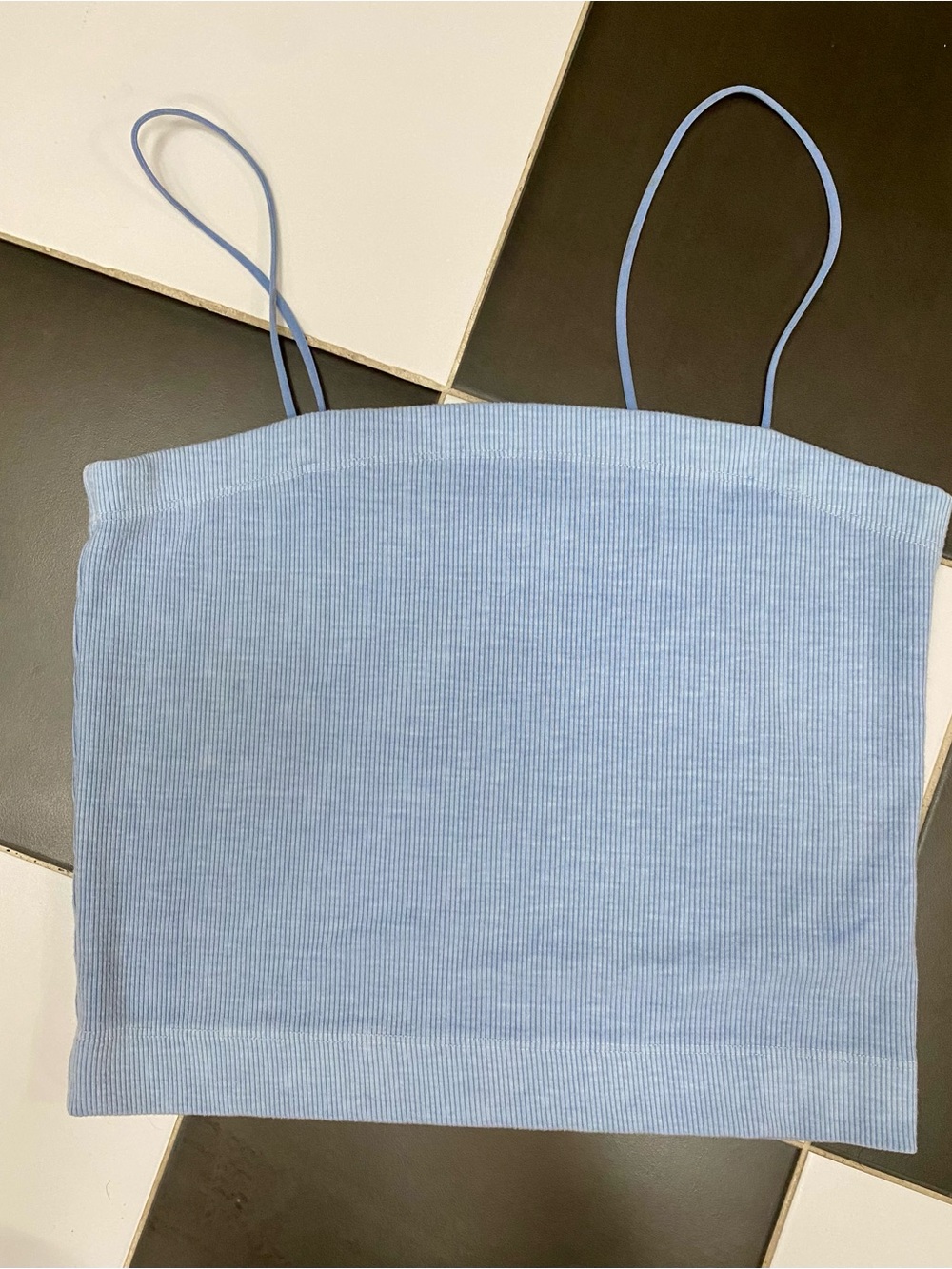 American Eagle Outfitters Light Blue Ribbed Spaghetti-Strap Cami